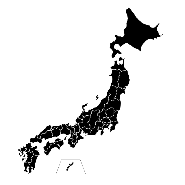 日本地図｜黒色 - 地図/マップ/写真/フリー素材/イラスト/ジャパン / 日本