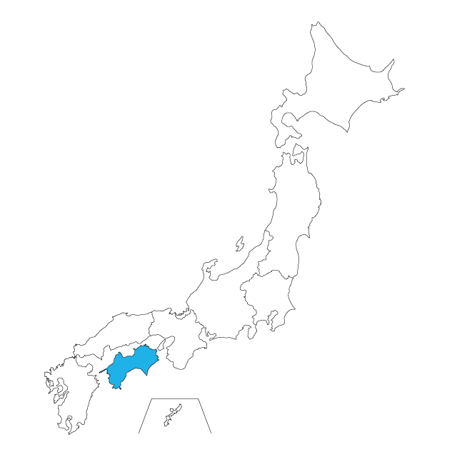 Shikoku region ｜ Color coding ｜ Map --Map / Map / Photo / Free material / Illustration / Japan / Japan
