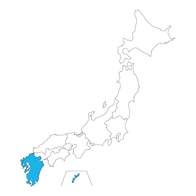 Kyushu region ｜ Color coding ｜ Map --Map / Map / Photo / Free material / Illustration / Japan / Japan