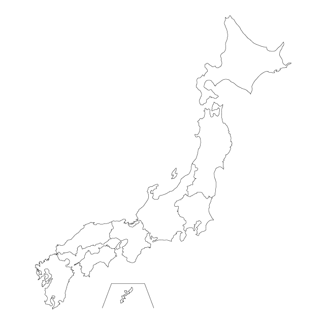 地方別｜白-黒線分け｜地図 - 地図/マップ/写真/フリー素材/イラスト/ジャパン / 日本