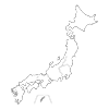 By region ｜ White-black line division ｜ Map-Map ｜ Japan ｜ Free illustration material