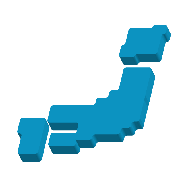 シンプル日本 青 立体 地図 地図 日本 フリーイラスト素材