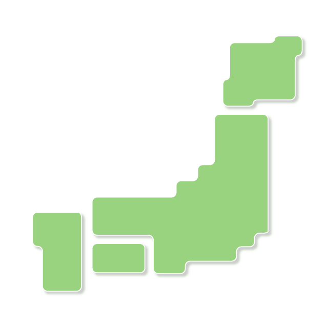 シンプル日本 緑 立体 地図 地図 日本 フリーイラスト素材