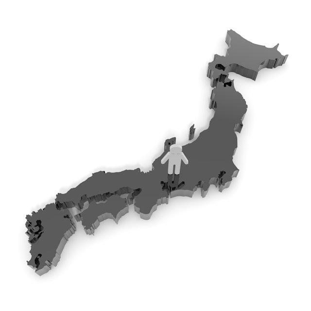 地図｜日本｜黒色｜中部 - 地図/マップ/写真/フリー素材/イラスト/ジャパン / 日本