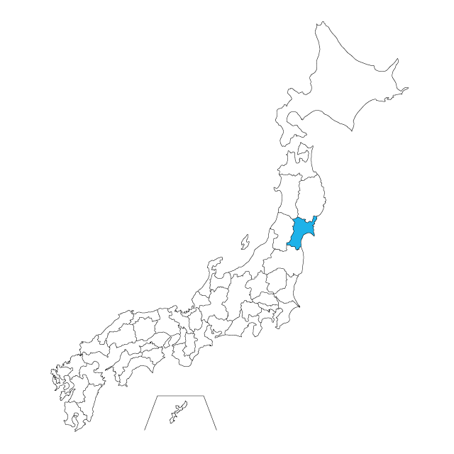 宮城県 地図 日本 フリーイラスト素材