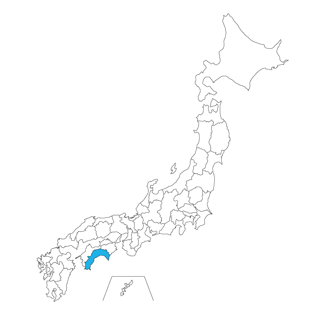 高知県 地図 日本 フリーイラスト素材