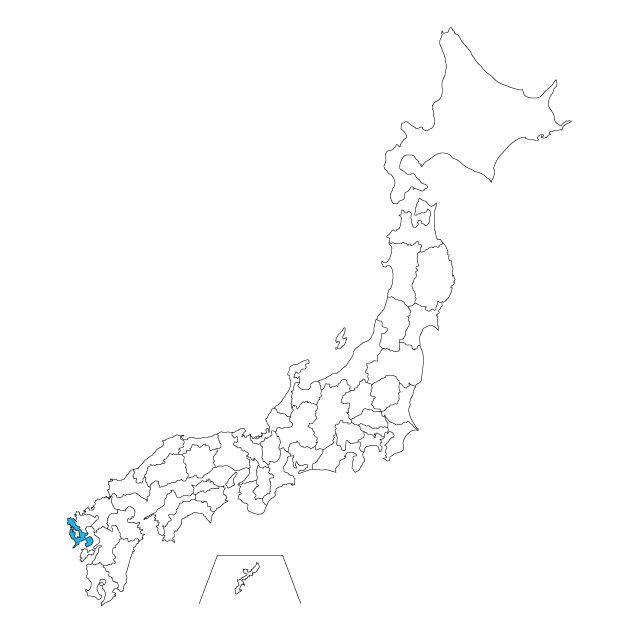 長崎県 地図 日本 フリーイラスト素材